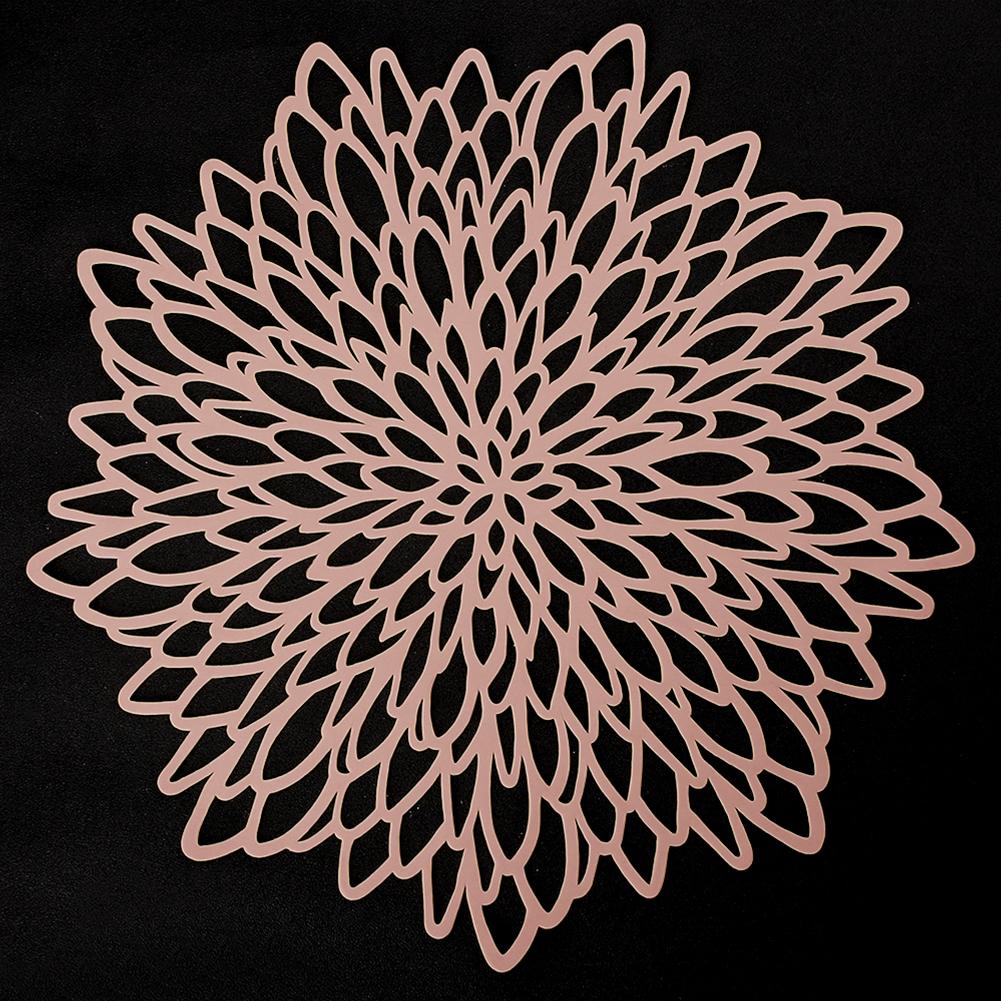 PVC Placemats Metallic Glitter Vinyl Dinning Table Mats Hollow Out Leaf Placemats For Thanksgiving Christmas Holiday Decorative