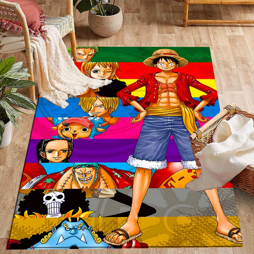 One Piece Luffy Themed Anti-Slip Rugs - Polyester Home Decor, Suitable for Bedrooms, Living Rooms, Doorways, Studios, and Decorations