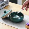 European Ceramic Ashtray with Lid Kiln Glazed Desktop Ashtray Retro Ashtray Ornaments Creative Home Anti-fly Ash Storage Box