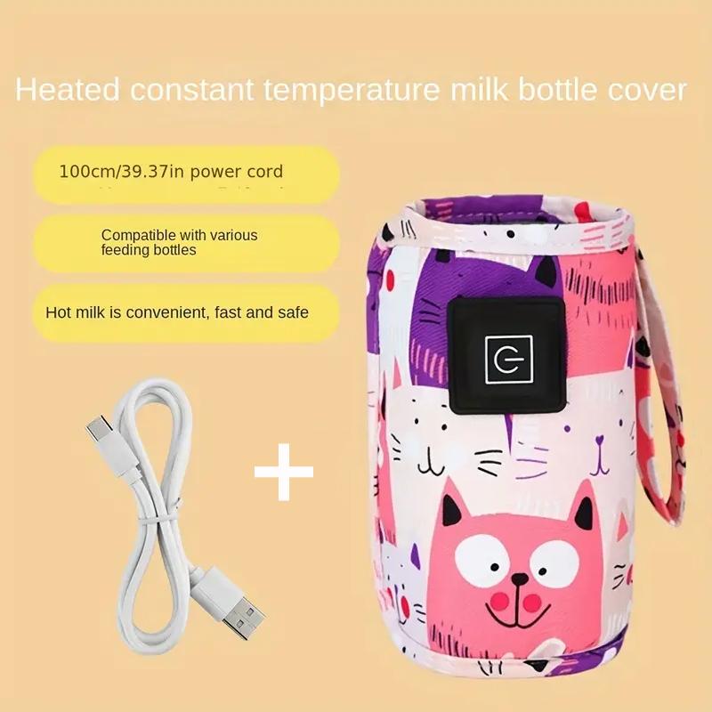 

USB Milk Water Warmer Travel Stroller Insulated Bag Nursing Bottle Heater Portable Bottle Feeding Warmer Christmas розовый
