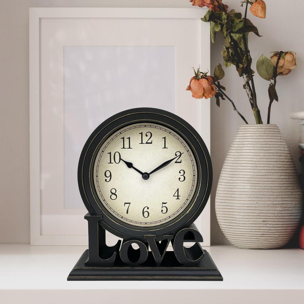 Desk Clock Non Ticking European Style Super Silent Decorative Table Clock Retro for Table Bedroom Indoor Room Decor Desktop