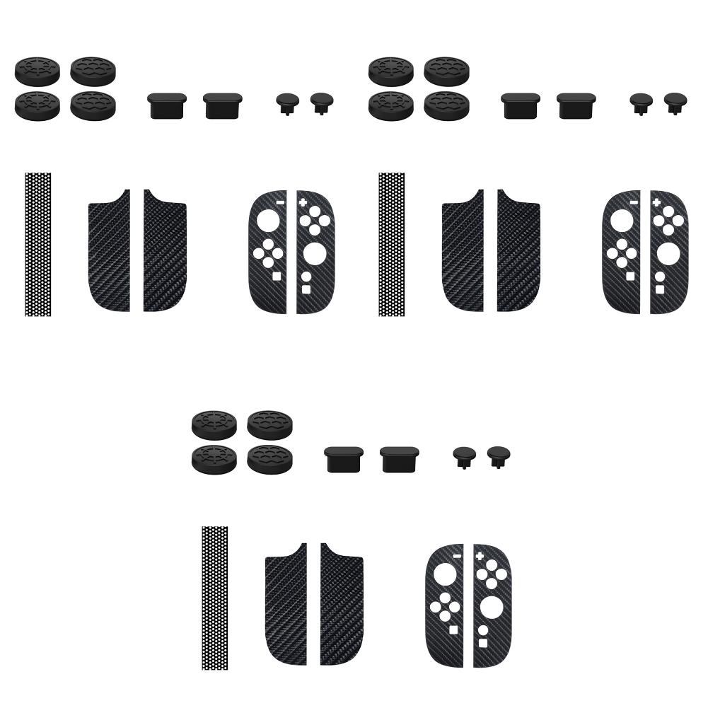 3/5Set Protective Accessories Bundle for Switch 2 Game Console Silicone Thumb Cap Grips Dust Plug Left Right Handle Stickers Kit