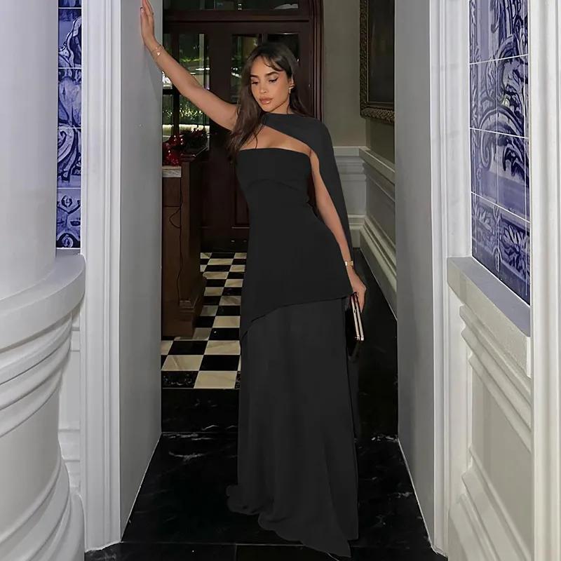 Женское Элегантное Асимметричное Макси-платье-кейп без бретелей для Формальной Вечеринки Вечернее Платье S