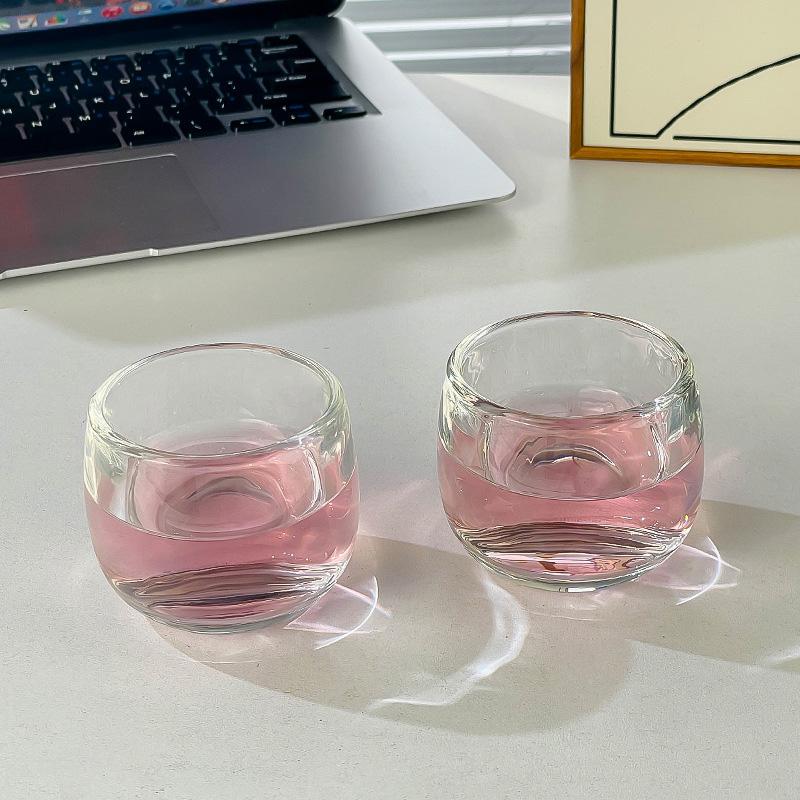 80ml Transparentes Kleines Ausländisches Weinglas 2er Set Minimalistisches Design Heißwasserbecher Italienische Espressotasse Perfekt für Teeliebhaber