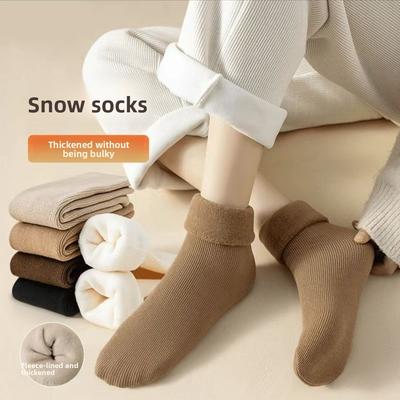 Verdickte und warme Schneesocken für Damen, mittelhohe Fleece-Bodensocken für Herbst und Winter, Postpartale Socken