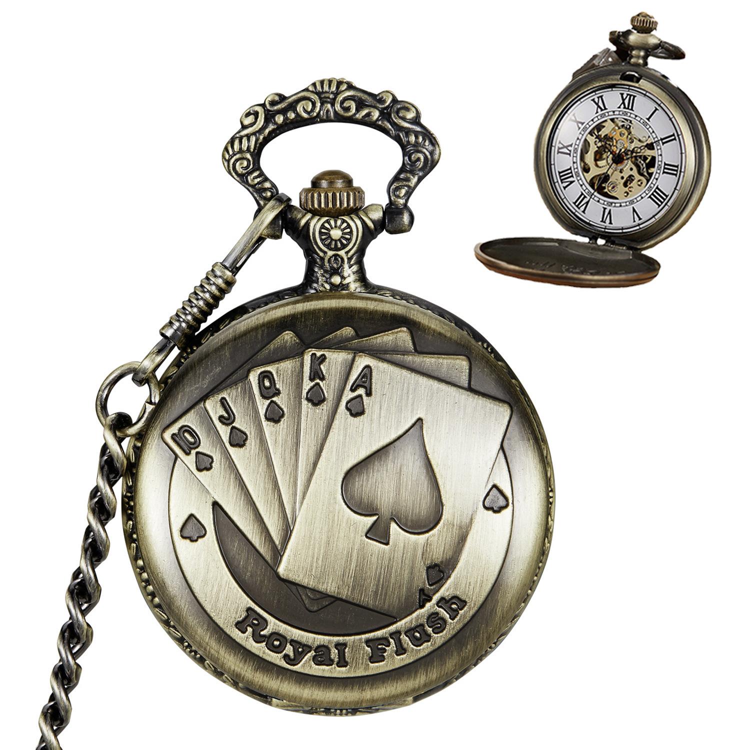 

Раскладушка бронзовые механические карманные часы для мужчин и женщин студенты подарочные карманные часы