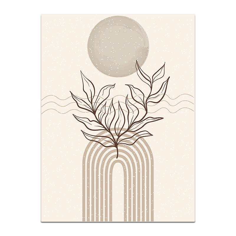 Bohemian Canvas Poster Vintage Minimalist Line Leaf Wall Art Geometric Prints For Modern Living Room Home Decor Unframed