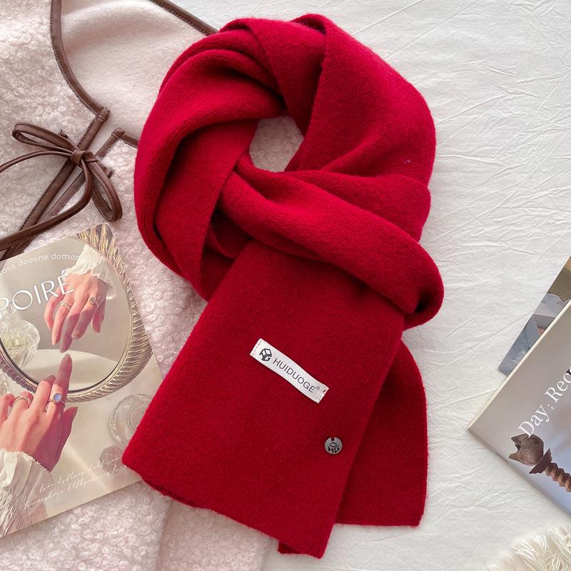 Wool Knitted Wool Warm Thickened Scarf Women's Autumn and Winter Neck Protection Scarf Soft Waxy Light Blue New