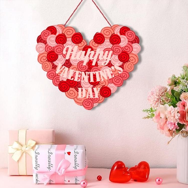 Valentines Day Wall Ornament Paper Door Hanger with Rope Home Office Decoration Decorative Holiday Present