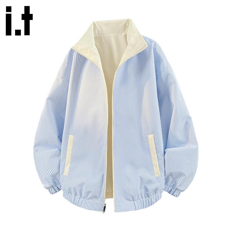 CHOCOOLATE Women's Striped Reversible Stand-Collar Jacket