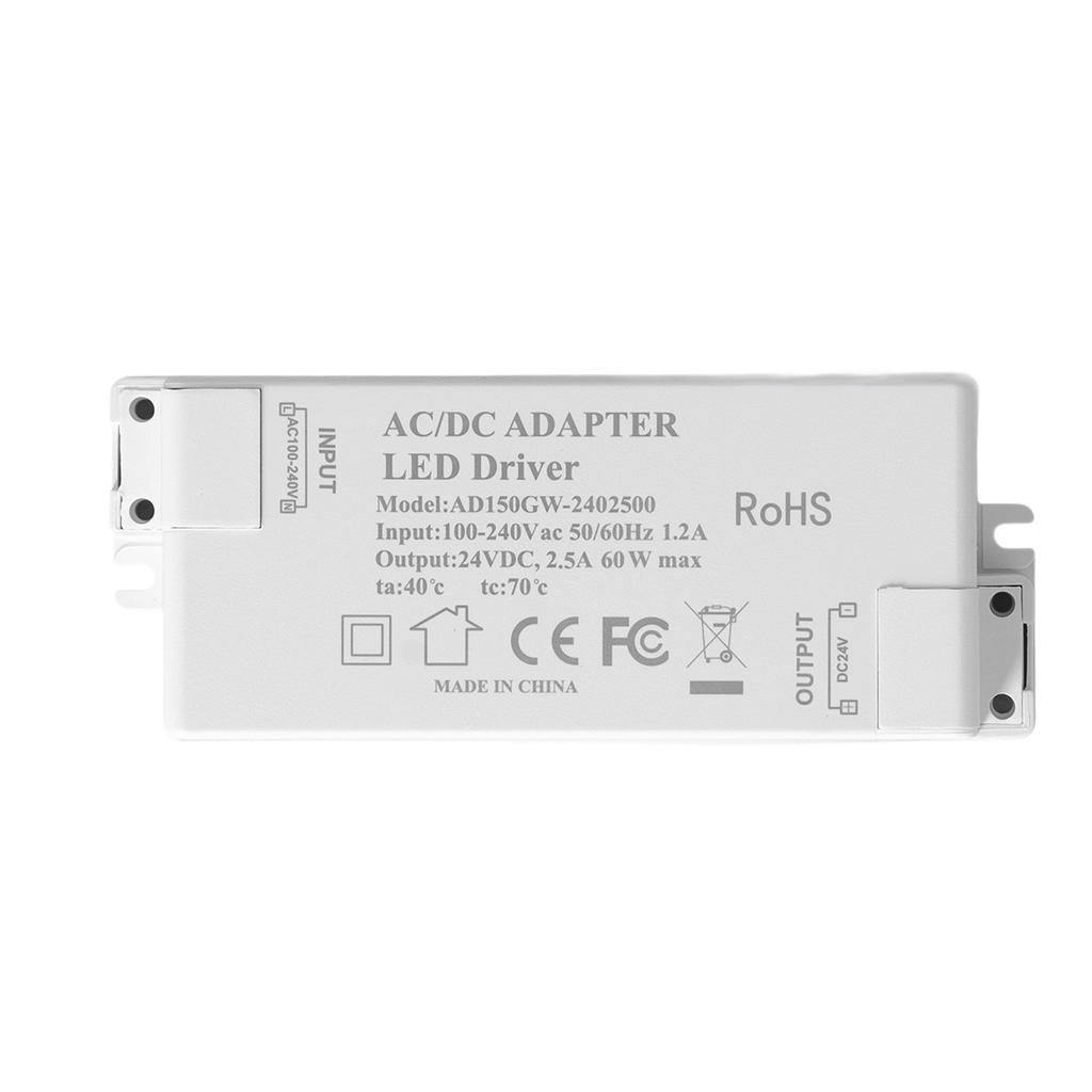LED Driver DC24V 2.5A 60W LED Light Transformer DIY Lamp Driving Power Supply AC100‑240V