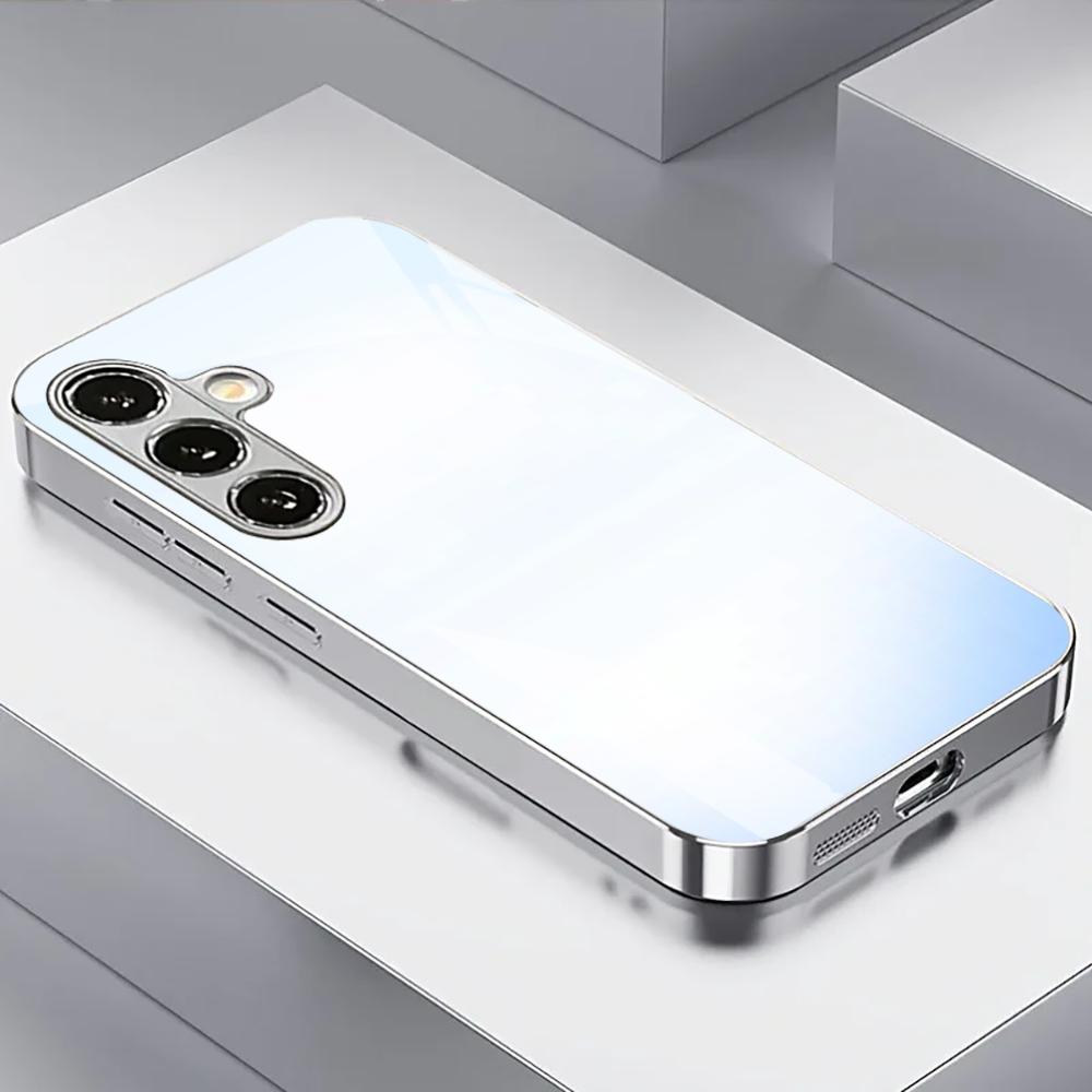 Nuova Cover per Telefono Antiurto con Motivo HD Color Gradiente Placcata Argento per Samsung Galaxy S26/S25/S24/S23/S22 Ultra Plus/Fe