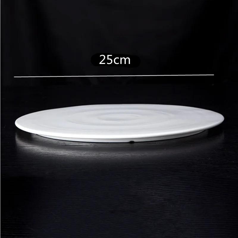 White Ceramic Steak Plate Sushi Cake Dessert Flat Characteristic Hotel Restaurant Dinner Round Western Food
