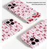 Korean Ins Sweet Girl Wind Pink Grid Cherry Mobile Phone Case Apple 17Pro Anti-drop All-inclusive Film Case iPhone14pm