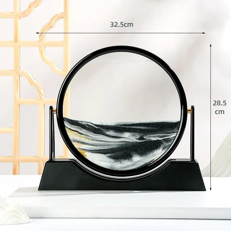 Rotatable Sandscape Moving Sand Art Picture Round Glass Deep Sea Quicksand 3D Hourglass Flowing Sand Painting Home Decor Gifts