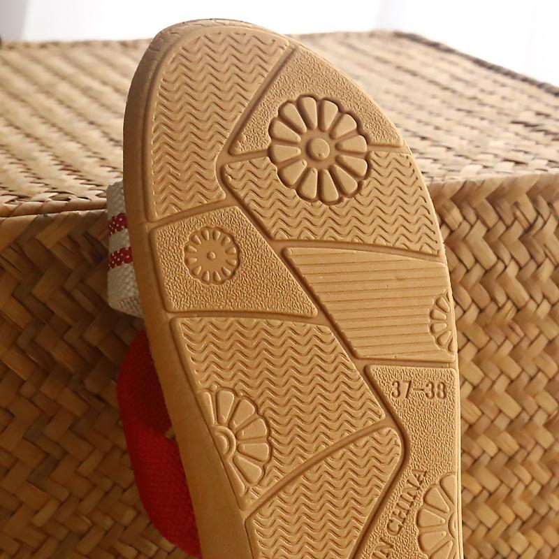 Crossed linen slippers women's summer home couple thick bottom non-slip indoor soft bottom home cool slippers men's summer