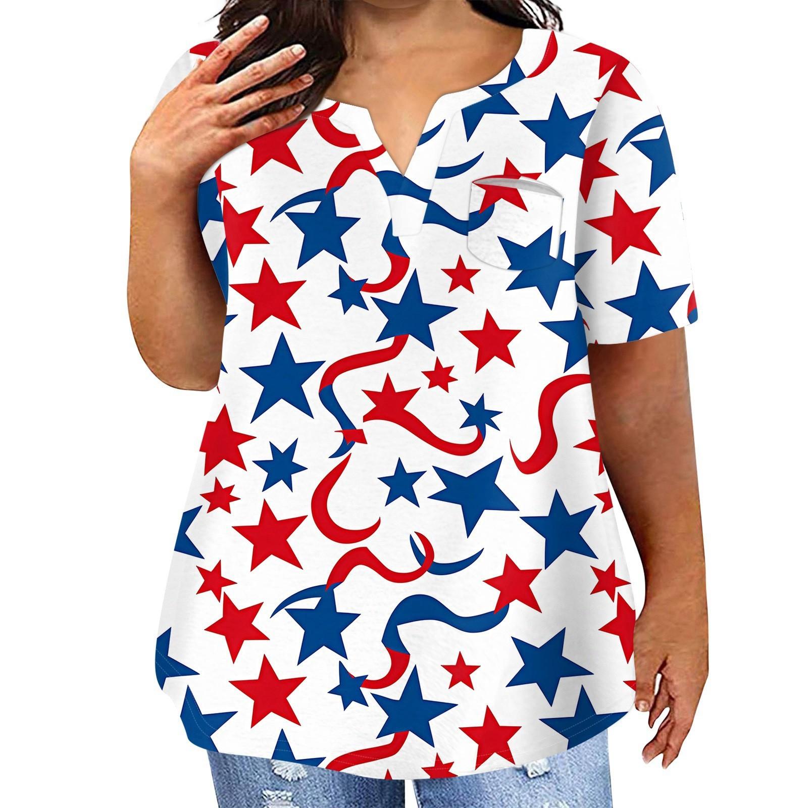 

Женская футболка большого размера, повседневный топ с карманами и V-образным вырезом с короткими рукавами XXXL