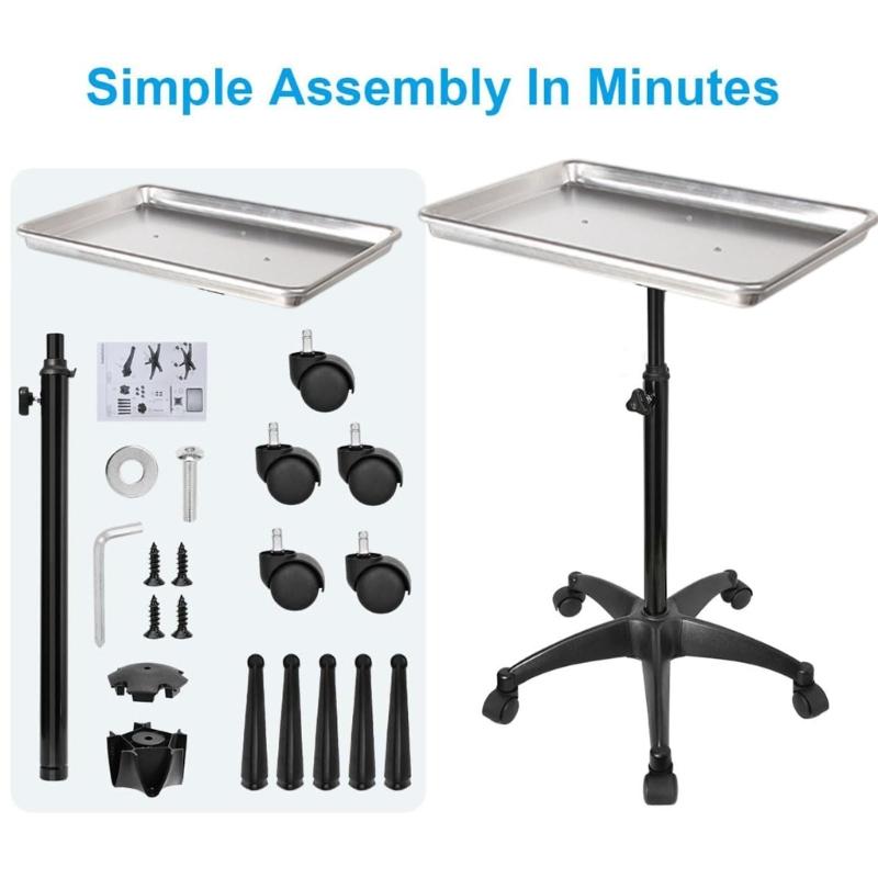 Salónní vozík Nastavitelný pojízdný vozík 5 tichých koleček Profesionální kosmetické vybavení Organizéry Denní běžné použití