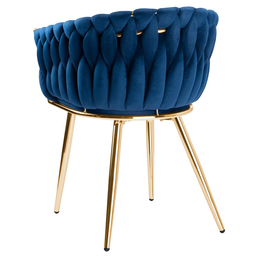 Sedia Velluto Intrecciato Cofton Oro Velluto Blu Navy