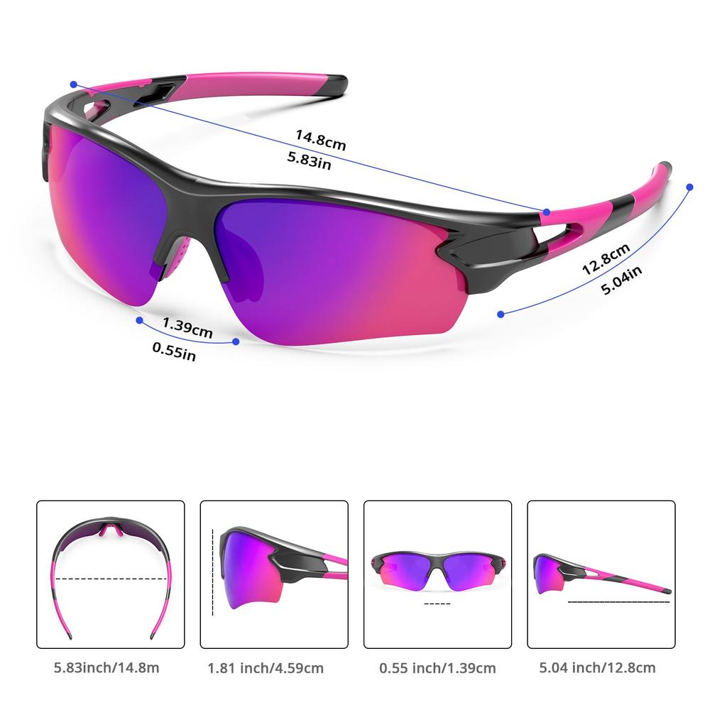 BEACOOL Sports Sunglasses with Polarized Lenses for and TR90 TAC UV400 Sun Protection for Men and Unisex Sunglasses for Safety and Clear Black and