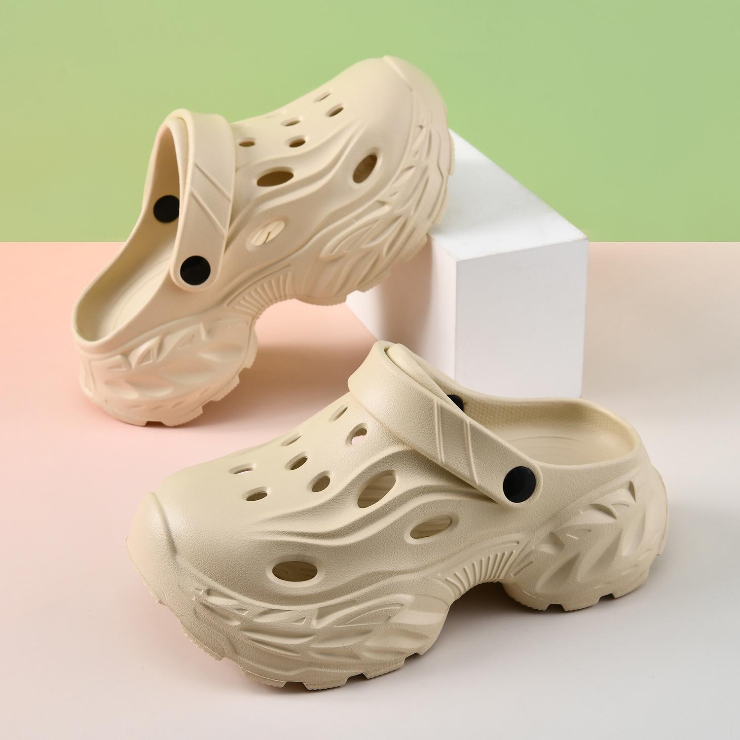 

Носите новые летние туфли с отверстиями для женщин, чтобы увеличить их рост, дышащие и не вызывающие запаха ног, EVA, для кемпинга, крутые тапочки, нескользящие, с закрытым носком, швабра 40-41