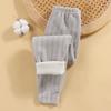Children's Fleece-Lined Thickened Thermal Pants for Fall/Winter Medium-Large Sizes Solid Color Simple Pants