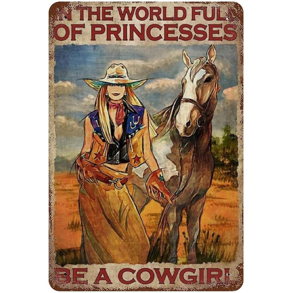 Vintage Cowgirl Metallschild Retro Westlich Reiten Zitat Blechschild für Heimbar Bauernhaus Dekoration Das Leben ist Hart Spirituell Wi