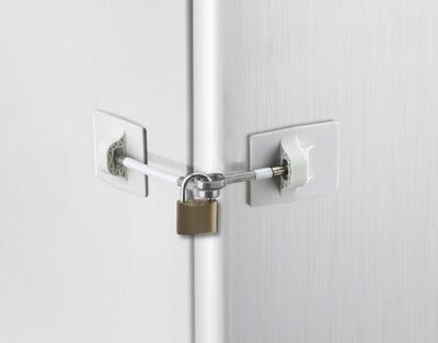 Refrigerator Door Lock with Padlock, White