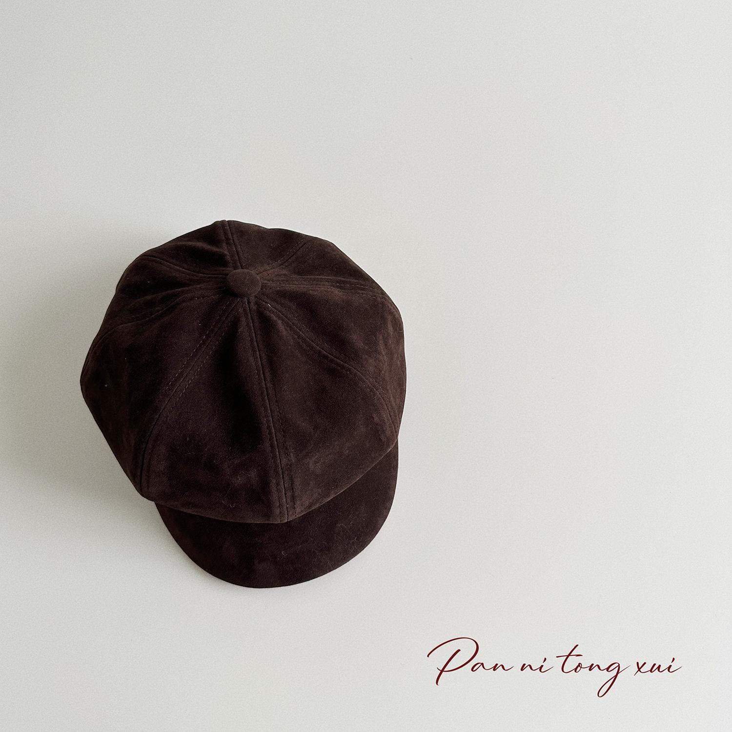 

Японская ретро-плюшевая кепка газетчика — осенне-зимний стиль для детей 50-52 cm кофейный