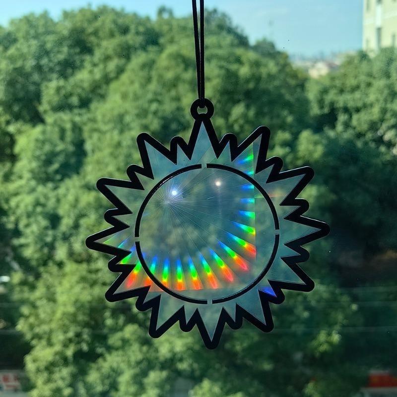 Самоклеящиеся наклейки на окна из ПВХ для ловца солнца Cat Moth Energy Suncatcher Wallpaper Rainbow Prisms Sticker Sunlight Decals