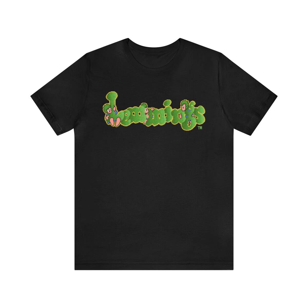 Lemmings Logo SNES Retro Style Pixel Art Unisex Jersey Short Sleeve Tee 100% Cotton T-shirt Mens Tees Top 3XL