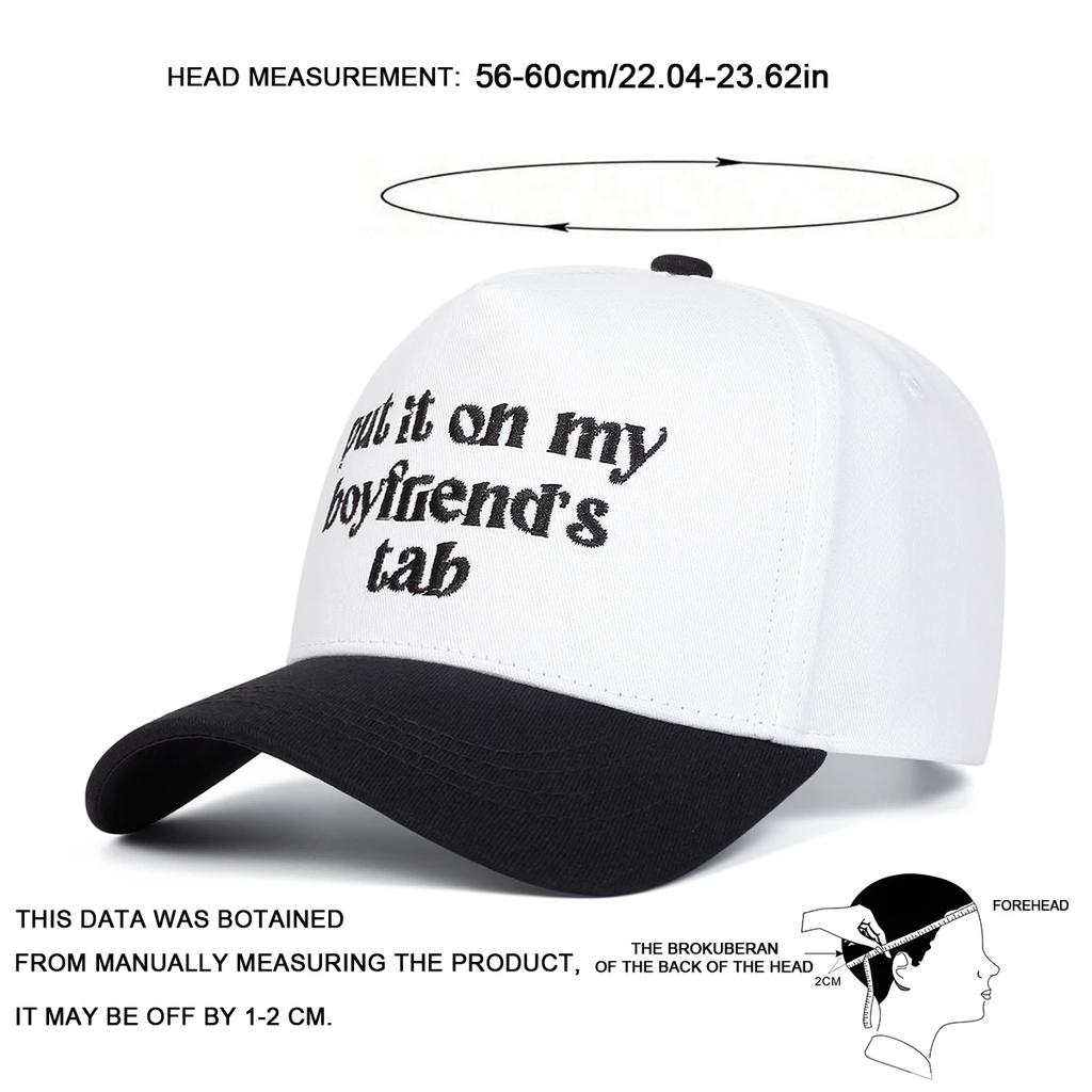 Unisex Boyfriend Letter Embroidery Baseball Caps Outdoor Adjustable Spring and Autumn Casual Sunscreen Hat