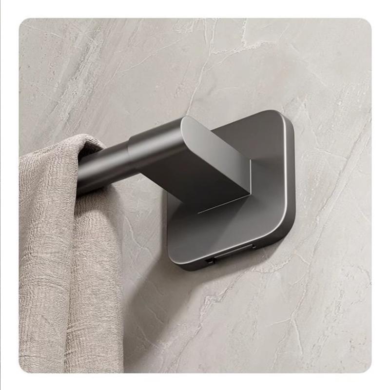 Towel Rack Modern Space Aluminum Non-Perforated Wall Mounting Shelves Bathroom Towel Rack Single Rod Toilet Storage Hanger