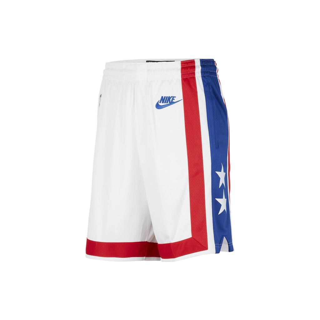 Nike NBA Samsung Blue And Red Striped Basketball Shorts Retro Limited Edition Brooklyn Nets Unisex Shorts White DO9501-100