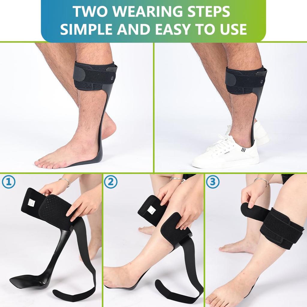 AFO Drop Foot Brace Orthosis, Medical Ankle Foot Support Stabilizer, Lightweight Foot Drop Corrector Brace for Men and Women