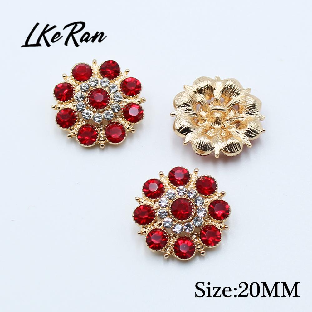 New 10Pcs 20MM Diamond Rhinestone Buttons Alloy Shank Base For DIY Sewing Accessories Handcraft Wedding Decorations