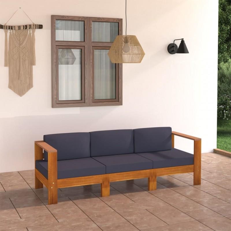 Day and Night - Day and Night 3-seater Garden Sofa with Dark Gray Acacia Wood Cushion