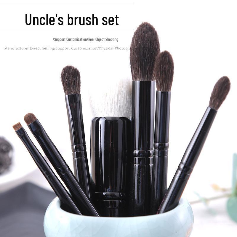 Goss Uncle's Premium Makeup Brush Set: Stippling, Foundation, Contour, Highlight, Blush, and Eyeshadow Brushes with Squirrel Hair