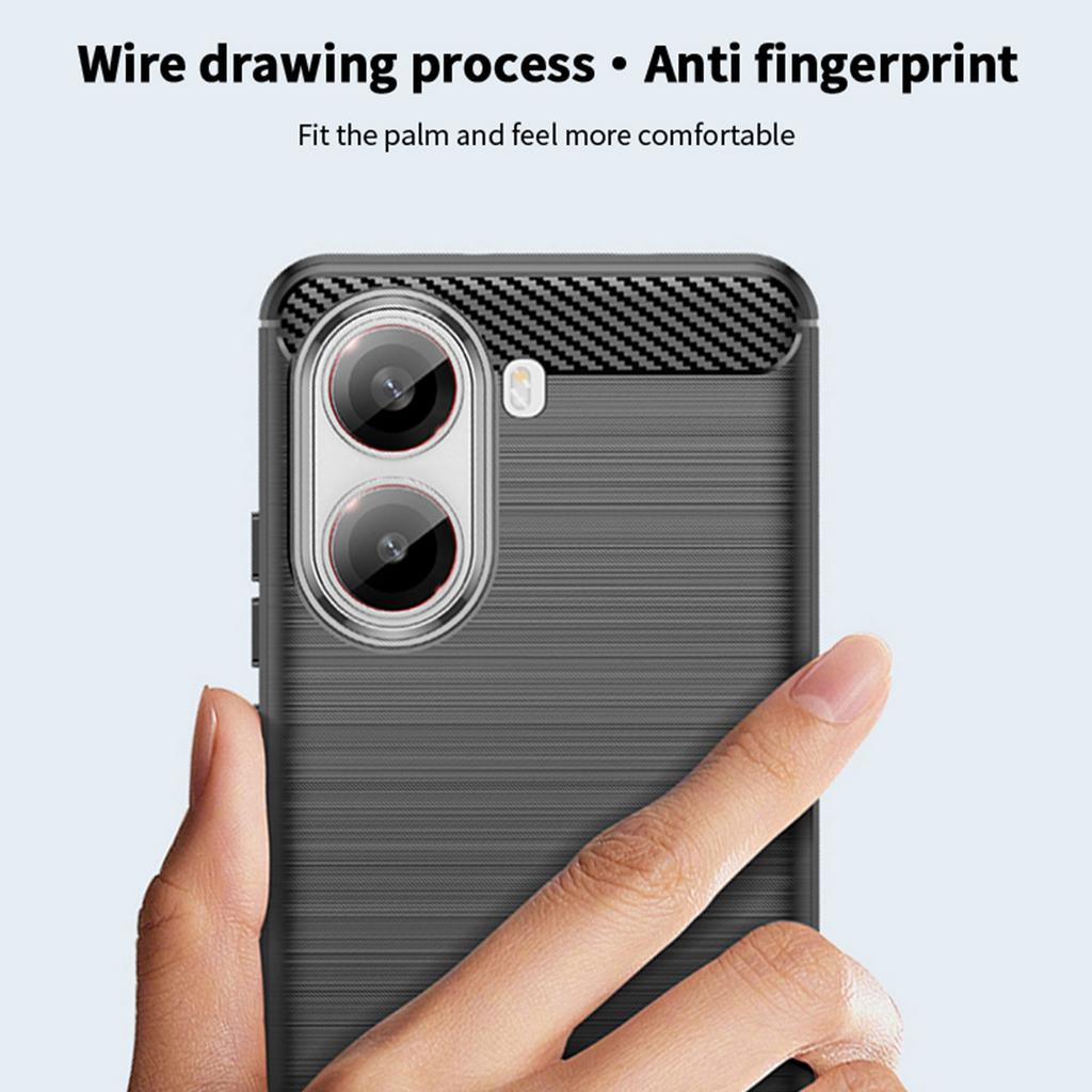 For Xiaomi Poco X7 Pro 5G Back Cover MOFI Brushed Texture Carbon Fiber Soft TPU Case
