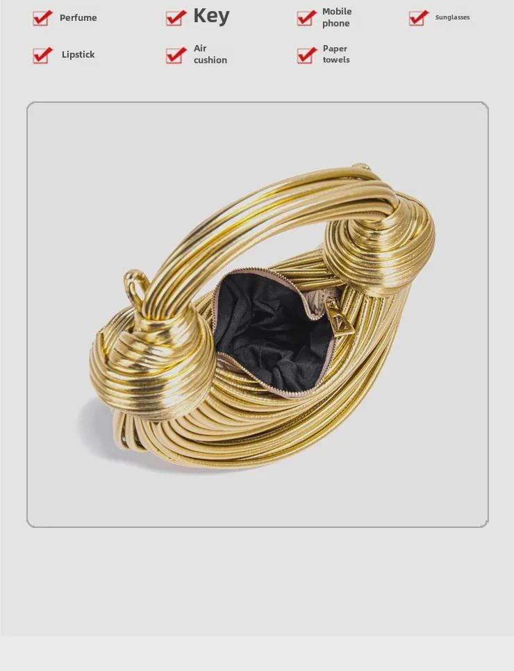 Women's Gold Hand-Woven Cloud Crossbody Bag