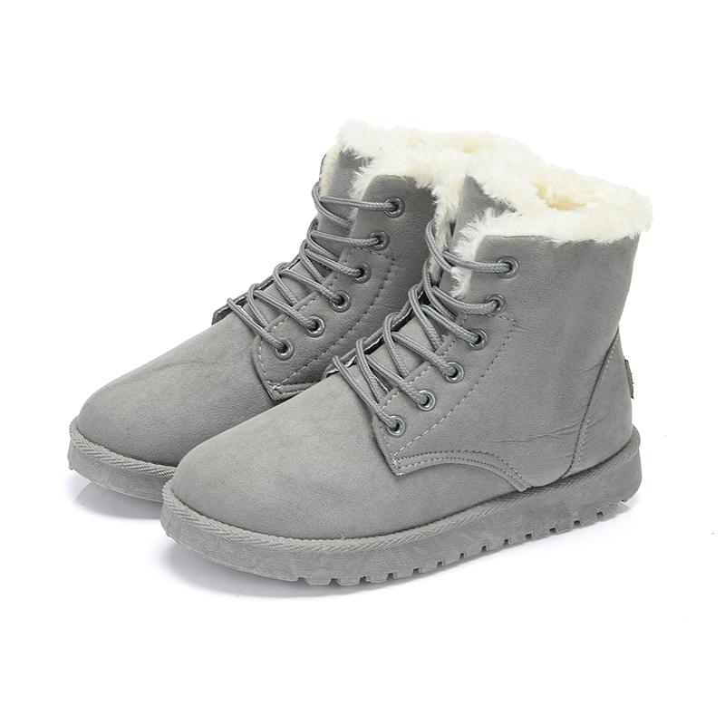 

Women s Winter Snow Boots Warm Lace Up Women s Cotton Boots Fur Suede Ankle Boots Non-slip Comfortable High Top Boot Botas Mujer 36 серый