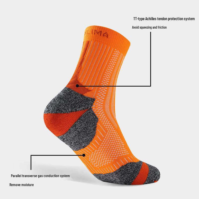 Men's and Women's Mid-Calf Marathon Running Socks: Quick-Dry, Thick Towel Bottom, Cross-border Design