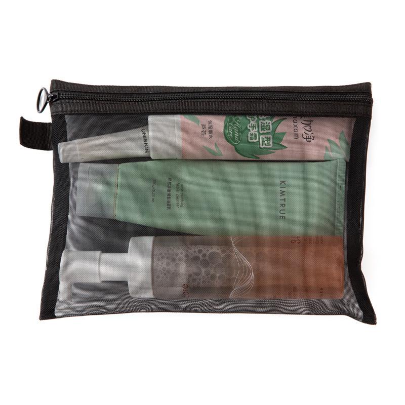 Large Capacity Nylon Mesh Transparent Makeup and Toiletry Bag - Ideal for Travel and Business Trips.