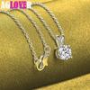 925 Sterling Silver 8mm AAA Zircon Pendant Necklace Jewelry