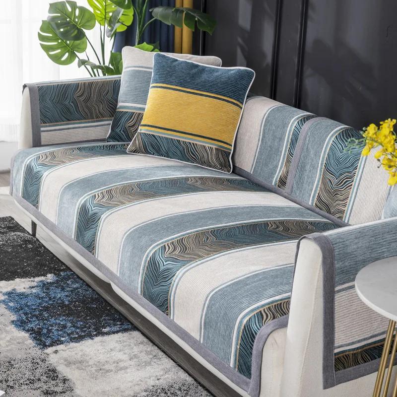 Полосатая диванная подушка из синели — фото 7