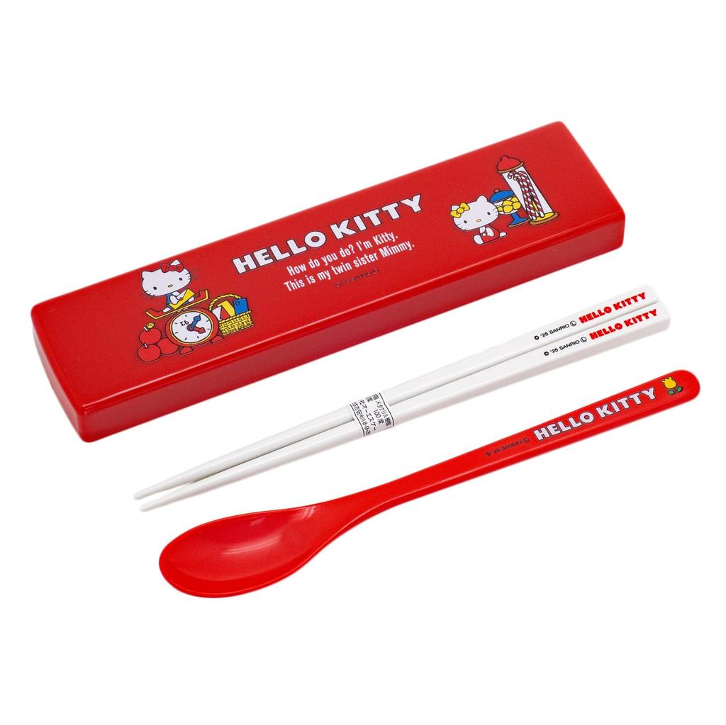 OSK Hello Kitty Chopsticks and Spoon Set with KT Pull-Out Lid, No.2, CT-27