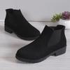 New Winter Casual and Comfortable Thick-soled Round-toe Black Sexy Elegant Warm Square-heeled Short Boots for Women 2024