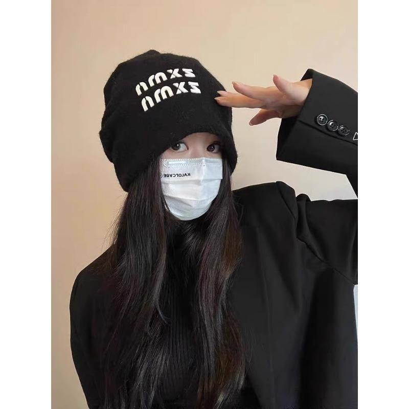 

Ленивый стиль Универсальная шапка-бини для женщин Осень и зима Шерстяная теплая Защита ушей Вязаная шапка Шапка-пуловер Шапка для заточения Холодная шапка Модная M（56-60cm）