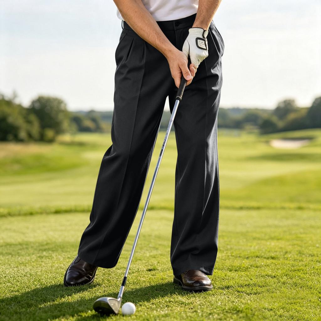 Herren Knitter-Stretch Golf-Anzughose für Business Casual