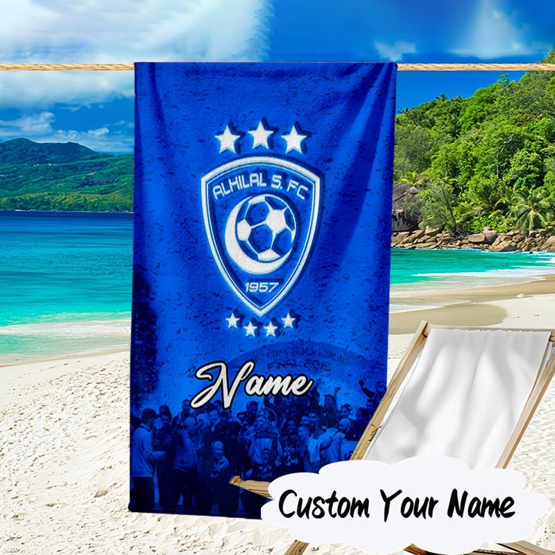 Custom Name SF Hilal Emblem Microfiber Beach Towel Super Soft & Absorbent for Bath, Beach, Travel Bath Time Accessory, Fan Gifts